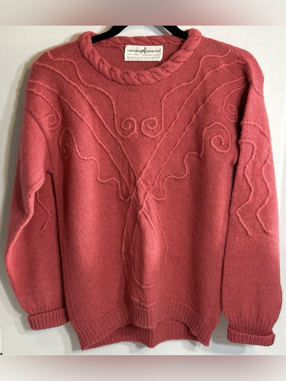 The Peruvian Connection 100% Alpaca Coral Sweater Size S